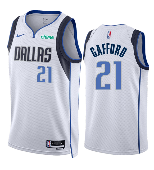 Men's Dallas Mavericks #21 Daniel Gafford White Association Edition Stitched Basketball Jersey